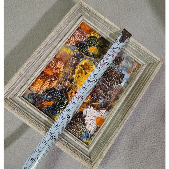 Set 2 Vtg Framed Mini Acrylic Paintings Anna Mike Wall Gallery Orange - Picture 7 of 15